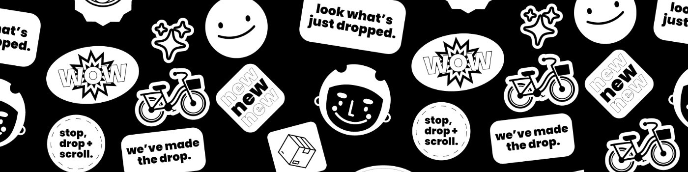 Drop stickers on black background